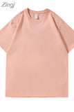 Summer Oversized T-shirt For Women 220G Loose Short Sleeve Tees Solid Casual Basic Cotton T Shirts For Women