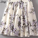 Women 28 Colors Fashion Simple Elastic Waist Summer Elegant Student Folds All-match Ulzzang Female Leisure Floral