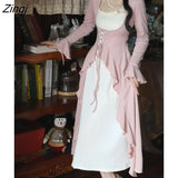 Autumn Sweet Vintage Knitting Dress Women Ruffles Designer Korean Party Midi Dress Female Flare Sleeve Kawaii Elegant