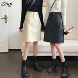 Sale Skirts Women Retro Empire Pu Leather Fall All-match A-line Knee-length Faldas Temperament Office Lady Harajuku