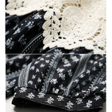 Lace Summer Print Blouse Loose Women Hollow Crochet Splice Sexy Shirt Lady Casual Short Sleeve O Neck Tops Female