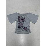 Niche Design Sense Retro Print Shoulder Short-Sleeved T-Shirt Hottie Side Shoulder-To-Shoulder-To-Shoulder-To-Shoulder-To-Wear