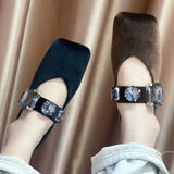 Goods Shallow Head Shoes Fashion Flat-Soled Single Shoes Gold Velvet 2025 Summer New Buckle Lefu Shoes
