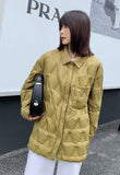 Station White Duck Down Shirt Down Jacket Female 2024 New Pressure Glue Thin Style Loose Autumn And Winter Lapel Coat-Outfit