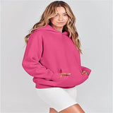 Hot Sales Loose Leisure Sleeve Hooded Solid Color Plus Velvet Lady's