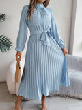 Autumn And Winter Elegant Long Sleeves To Close The Waist 100 Folding Dress Dress Women's