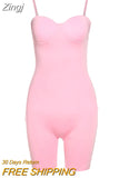 Strap Low Cut Skinny Biker Shorts Rompers Tight Workout Loungewear Sporty Women Body-Shaping Playsuits Solid
