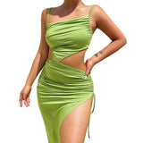 New Sexy Women's Skirt Summer Sexy Cresny Shoulder Irregular Solid Color
