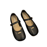 Temperament Mary Jane Shoes Women 2025 Autumn New Retro Buckle Single Shoes Flat Sole Round Leather