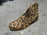 And Winter Leopard Tude Square Root Short Boots Side Zipper Round Head V Mouth Velvet Face Naked Boots