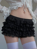 Style Sexy Lace Spliced Bow Multi-Layer Cake Shorts Girl Sense Simple Flower Bud Hot