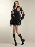 New Casual Long-Sleeved Sweater Flower Threaded Women's Knitting