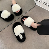 Wear Thick-Sed Haired Slippers Women 2025 Autumn And Winter Plush Indoor Home Lazy Cotton Slippers