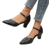 New Hollow Comfortable Single Shoes Women's Coarse With Casual Heel Women's High-Heeled