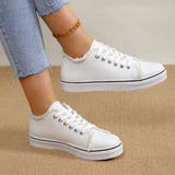 Large-Size Low-Top With Canvas Shoes Women's Flat-Soled Round Head Casual Single-Shoe Student