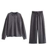New Flannelette Sweater 8417801 Elastic Waist Trousers