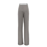 Zingj 2023 New Solid Color Fashion Show Thin Casual Pants Niche Design Sense Drag Floor Suit Pants-Outfit