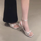 Gentle High Heels Women 2025 New Retro Square Head Fine Heel Fairy Style With Skirt Temperament Roman