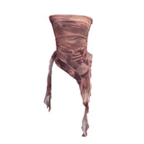 Dyed Lotus Leaf Edge Mesh Shaft Irregular Ribbon Thin Belt Wrapped Bra Vest Top