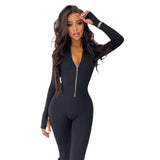 Zingj Women's Wear Long Sleeve Autumn And Winter Long Pants Long Metal Zipper Slim Sports