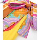 Women Vintage Paisley Totem Floral Print Bow Tied Sarong Skirt Faldas Mujer Lady Chic Retro Casual Midi Vestidos