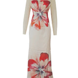 Summer New Fashion Print Medium Long Sexy Brated Hip Dress