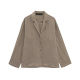Women's Explosive Linen Long-Sleeved V-Neck Casual Shirt + Shorts