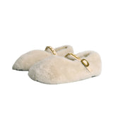 Shoes Women In Autumn And Winter Wearing Flat Rabbit Hair Plus Velvet Net Red Cotton Shoes Lefu Shoes Large Size