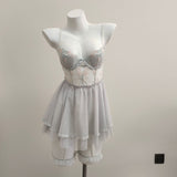 Women's 2025 New Sexy Mesh Pyjamas Summer Pure-Bstoral Lace Ribbon Tectroned Sling Aja Crooat