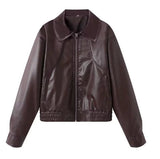 Women's Clothing Fashion Casual Leather Jacket
