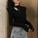 Zingj Half High Collar Bottom Shirt Female Autumn Winter Foreign Style Inside The Slim Careful Machine Jacket Dew Collarbone Long Sleeve