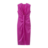 Spring/Summer Women's Temperament Elegant Sexy Pure Color High-Waist V-Neck Sleeveless