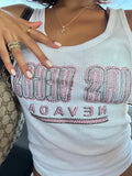 2024 Summer New Personality Trend Small Vest Fashion Casual Repair Printing Hot Diamond Top