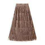 Folded Tuxedo Skirts Women's Summer New Fried Street Niche Temperament With Thin Half Skirt