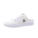 And Autumn 2025 New Canvas Shoes Female Students Half-Dragging Lazy One Foot With Breathable Leisure Small White