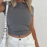 Women's New Solid Color Body Short-Sleeved T-Shirt Women's Fashion Casual Bottoming