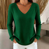 Sheintemu Autumn And Winter Long Sleeve V. Collar Pit Sweater New