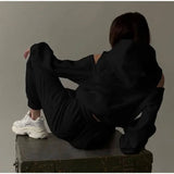 Women's Clothing 2025 New Two-Piece Set Of Solid-Colored Hooded Short-Wear