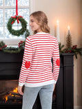 And Winter New Sweater Women's Christmas Striped Letters Bump Color Jacket Knitted Shirt