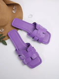 Flat-Bottomed Cool Slippers 2025 New Casual Wear Simple Fashion Square Side Beach