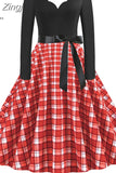 Christmas Dress Women Vintage Winter Polka Dot Print Long Sleeve Casual Elegant Party Dress S~3XL Robe
