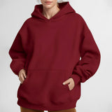 Women's Coat Women's New Fashion Pure Color Loose Casual Temperament Long-Sleeved Hooded Spring Sweater Women