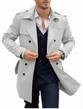 New Autumn And Spring Men's Coat In The Long Double Buckle Casual Wind Jacket Cardigan