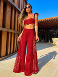 2025 New Split Swimsuit Trousers Beach Set Three-Piece Solid Color