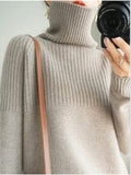 Zingj Autumn And Winter Lazy Wind Thickened High-Necked Sweaters Women's Long-Sleeved Solid Color Pile Collar Knitted Bottomed
