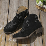 And Winter 2025 New Low-And-Tenced Martin Boots Women's Round Head Size 43 Embroidered Women's Short Boots V Side And Bare