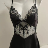 And Summer Sexy Pajamas Women Ice Silk Spliced Lace Sling With Chest Cushions Pyjamas Pure Spring And