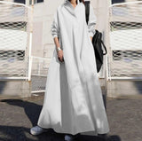 Women's New Dress Solid Color Sweet Retro Long-Sleeved Collar Loose Swing