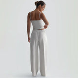 Women's Fashion Slings Tight Rope Sexy Waist Wide Legs Loose Suit