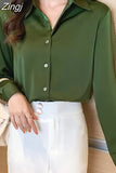 Fashion Silk Shirt Women Long Sleeve Shirts Women White Shirt Woman Silk Blouse Tops Casual Solid Basic Shirts